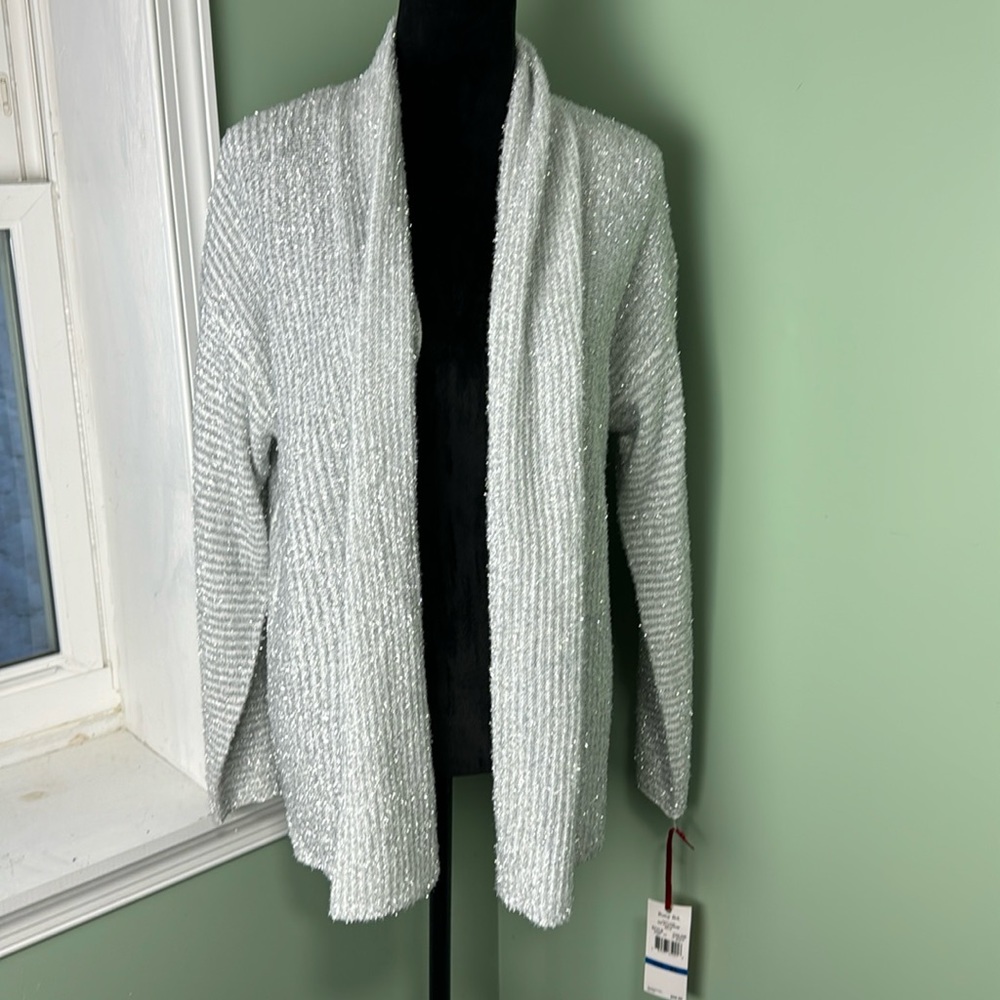 NWT ruby rd. Metallic silver sweater, XL
